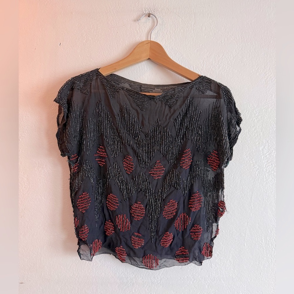 VINTAGE Beaded Silk Top